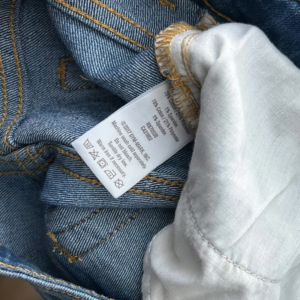 Crazy 8 Blue Denim Bermuda Shorts Frayed Raw Edge Size 14